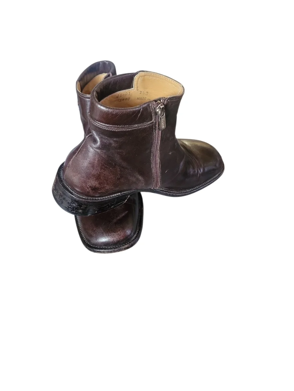 Bally Men's Vintage 90's Chukka Square Toes Brown Leather Side-Zip Boots 7 1/2D